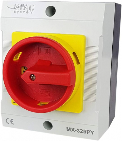 Intrerupatoare pentru tablouri electrice - Intrerupator 25A 7.5kw 0-1 ON-OFF 3 poli 400V AC IP65 industrial aplicat casetat