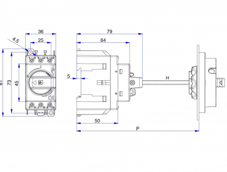 Intrerupator modular rotativ 3 poli 16A 0-1 ON-OFF IP20 montaj pe sina sau cu suruburi [1]