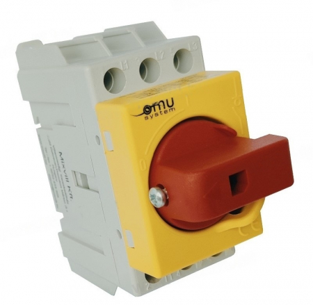 Intrerupatoare pentru tablouri electrice - Intrerupator modular rotativ 3 poli 25A 0-1 ON-OFF IP20 montaj pe sina sau cu suruburi
