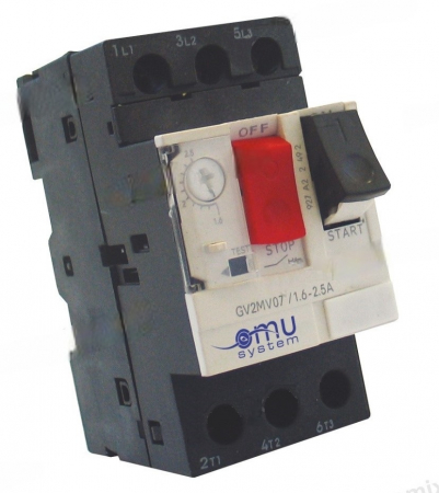 Aparataj tablouri electrice - Intrerupator 2.5-4A  protectie motor magneto-termic montaj pe sina IP20