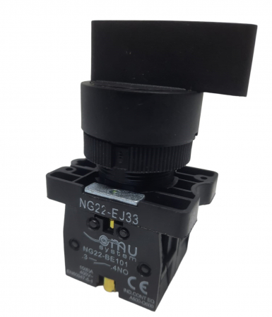 Accesorii tablouri electrice - Intrerupator rotativ buton 3 pozitii 1-0-2 6A incastrabil pentru tablouri cu 2 contacte normal deschise NO