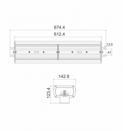 Lampă industrială 100W 120lm/W 12000lm 4000K Low Bay led (Instalare până la 6 metri înălţime) 612x142mm IP65, garantie 5 ani [4]