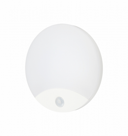 Aplice si plafoniere - Lampă LED 15W 1200lm 4000K 250x49mm rotundă albă cu senzor de mișcare exterior perete sau tavan IP44 3 ani garantie