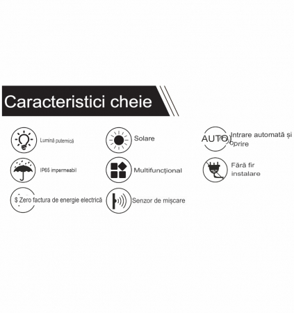 Lampă solară LED BUTTERFLY 1.5W 220lm 4000K albă de perete IP65 detectare 90° la maxim 6 metri [16]