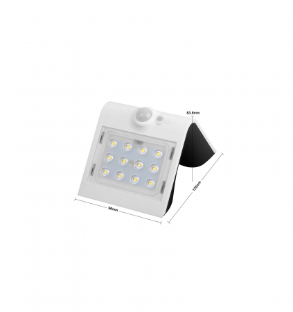 Lampă solară LED BUTTERFLY 1.5W 220lm 4000K albă de perete IP65 detectare 90° la maxim 6 metri [6]