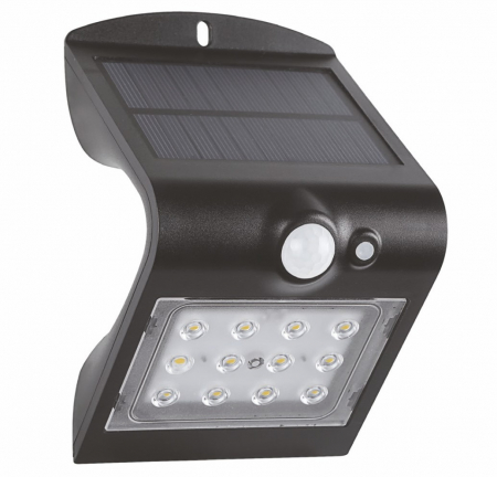 Aplice si plafoniere - Lampă solară LED BUTTERFLY 1.5W 220lm 4000K neagră de perete IP65 detectare 90° la maxim 6 metri
