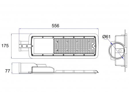 Lampa stradala 150W 18000lm 120lm/W 4000K 30.000 ore 556x175mm prindere 60mm IP65 3 ani garantie [5]