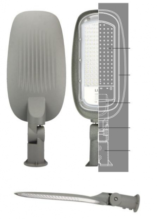 Stradale - Lampa stradala Lumax iluminat led Bridgelux  100W 11000 lumeni 110lm/watt driver lumina rece 6000K 62mm IP65