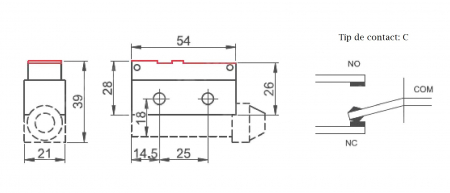Limitator de cursa cu arc si tija din plastic 1ND+1NO 10A 250V IP40 [4]