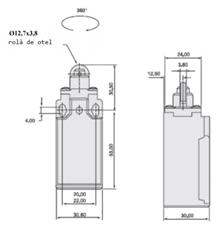 Limitator de cursa cu rola buton de limită 1NO+1NC comutator de poziție cu buton de presiune cu role IP64 [2]