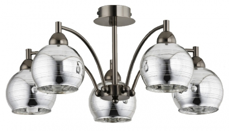 Aplice si plafoniere - Lustra AF Galaxy cu suport metalic si abajur din sticla 5 brate dulie E27 x max 60W