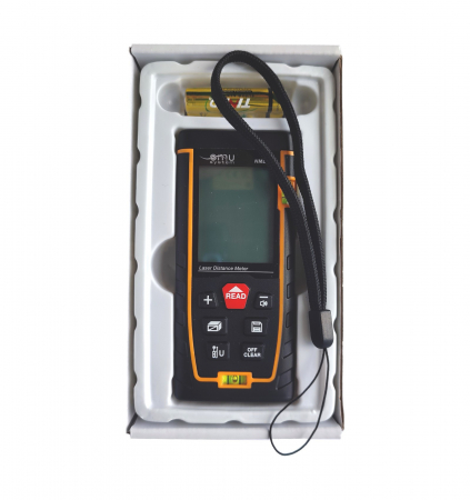 Metru laser cu nivela - poloboc 120 metri multifunctional portabil, valoare min/max, calcul suprafata si volum, laser nivel II 630–670 nm, < 1 mW, cu 2 baterii 2 × 1.5V AAA [2]