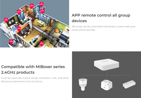 Mi-Light MiBoxer Group Control Gateway de 2,4 GHz pentru controlul zonei Smartlife gateway WL-Box2 [6]