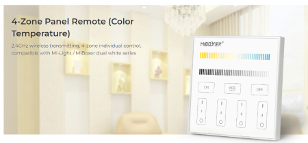 Mi-Light MiBoxer Group Control grup LED (zonă) telecomandă de perete controler de temperatură de culoare DIM+CCT 86x86mm [3]