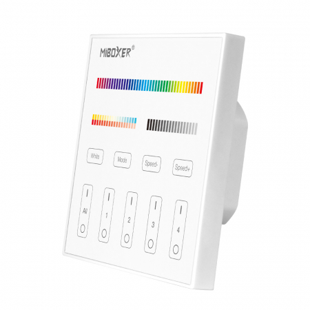 Banda led si accesorii - Mi-Light MiBoxer Group Control grup LED (zonă) telecomandă de perete T4 pentru culoare, temperatura culorii, modificare intensitate lumina DIMABIL + RGB+CCT