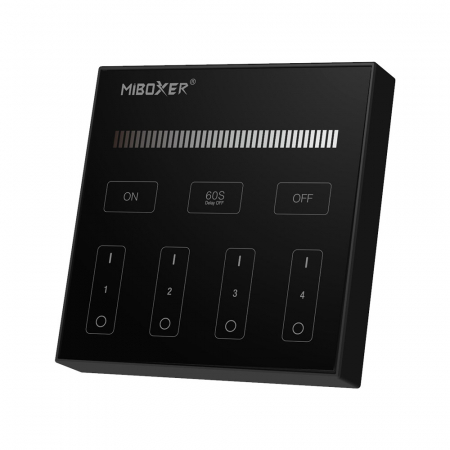 Lampi - Mi-Light MiBoxer Group Grup de comandă Dimmer cu telecomandă neagră montat pe perete 4 zone DIM B
