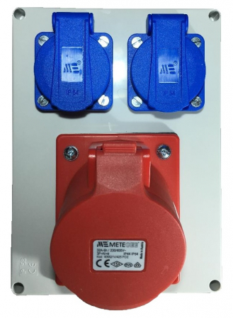 Panou din plastic echipat 1 priza 5 poli 16A si 2 prize monofazice 16A 190x140mm organizare de santier IP44 [1]