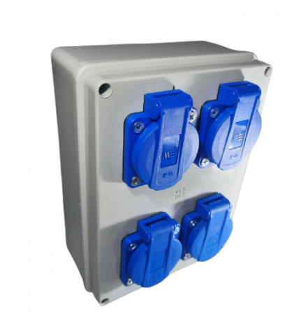 Tablouri organizare de santier - Panou din plastic echipat 190x140mm cu 4 prize schuko IP44