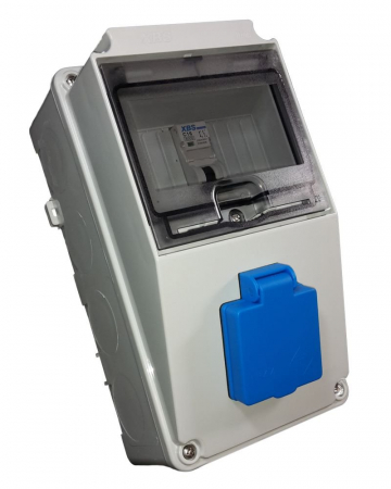 Tablouri organizare de santier - Panou electric XBS din plastic echipat cu 1 priza monofazica schuko 16A 210x110x112mm IP44 organizare de santier fara legaturi ( fara fire)