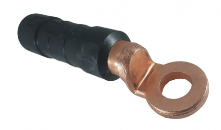 Accesorii electrice - Papuc aluminiu 50mm² izolat cu cap de prindere din cupru gaura M12 cu pasta de contact in interior si membrana de culoare galbena pentru identificare