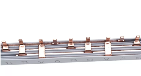 Pieptene busbar tip pin 4 poli (3x4 module) 12 module 80A  210mm 16mm² pentru conexiuni electrice in sigurante L1, L2, L3, N, izolata [6]