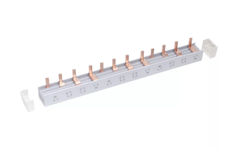 Pieptene busbar tip pin 4 poli (3x4 module) 12 module 80A  210mm 16mm² pentru conexiuni electrice in sigurante L1, L2, L3, N, izolata [7]