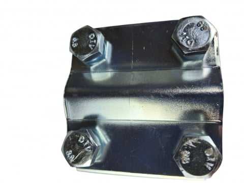 Piesa de legatura 58x58mm in cruce, platbanda (30mm) si conductor Ø 8-12mm, clema galvanizata (FeZn) cu 4 suruburi M8x25 [4]