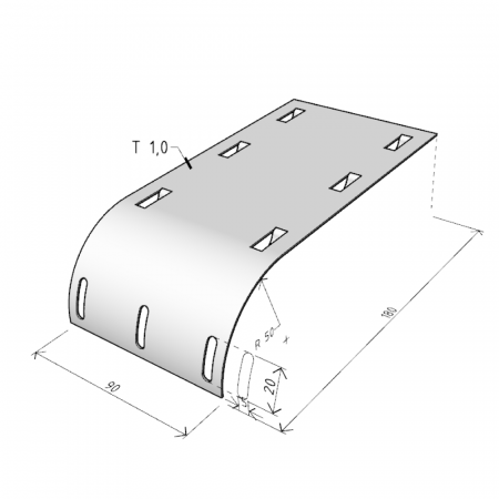 Placa metalica 180x90mm indoita pentru coborare cabluri din canalul metalic [1]