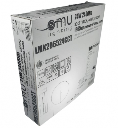Plafoniera led 12W rotunda 220x57mm CCT lumina ajustabila calda (3000K 1040lm) naturala(4000K 1200lm) sau rece (6500K 1110lm) IP65 rezistenta la socuri IK10 100lm/W [8]