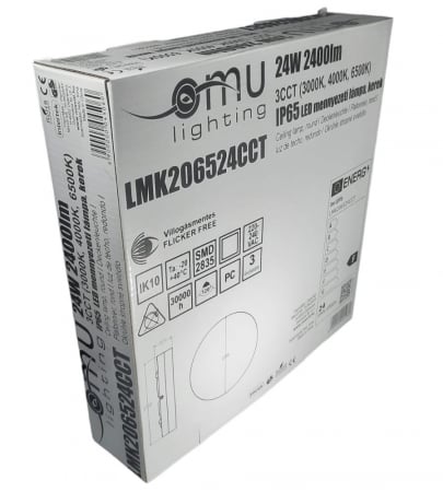 Plafoniera led 24W rotunda 280x57mm CCT lumina ajustabila calda (3000K 2070lm) naturala(4000K 2400lm) sau rece (2200lm) IP65 rezistenta la socuri IK10 100lm/W [5]