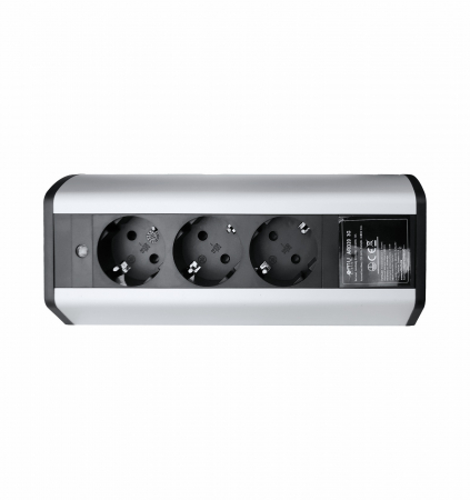 Prelungitor grup 3 prize schuko pentru blat sau birou montaj orizontal 16A 3680W 230V cablu 1.8 metri 3G1.5 si led indicator de prezenta tensiune