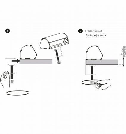Prelungitor grup 3 prize schuko pentru blat sau birou montaj orizontal 16A 3680W 230V cablu 1.8 metri 3G1.5 si led indicator de prezenta tensiune [2]