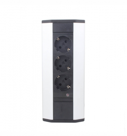 Prelungitor grup 3 prize schuko pentru colt montaj pe blat sau birou 16A 3680W 230V cablu 1.8 metri 3G1.5 si led indicator de prezenta tensiune