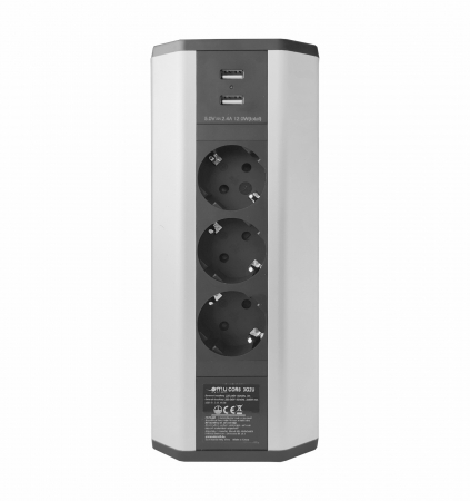 Prelungitor grup 3 prize schuko si 2 USB 2.1A pentru colt montaj pe blat sau birou 16A 3680W 230V cablu 1.8 metri 3G1.5 [2]