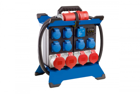 Distribuitoare de curent - Prelungitor Stecky Duo 3 pentru santier cu 6 prize monofazice schuko 16A 250V, 2 prize trifazice CEE 5 poli 16A , 2 prize trifazice CEE 5 poli 32A IP44 si 2 porturi USB 5V 2.4A IP44