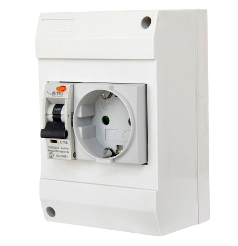 Tablouri din plastic - Priza aplicata schuko cu protectie copii si siguranta diferentiala P+N C 16A 30mA 130x87mm IP20