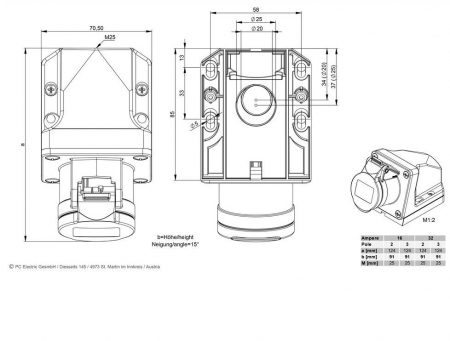 Priza industriala CEE 2 poli 24V 16A aplicata IP44 [2]