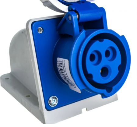 Priza industriala monofazica aplicata 3 poli 2P+E 32A 6h 230 V (50+60 Hz) albastra IP67 [4]