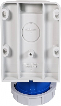 Priza industriala monofazica aplicata 3 poli 2P+E 32A 6h 230 V (50+60 Hz) albastra IP67 [3]