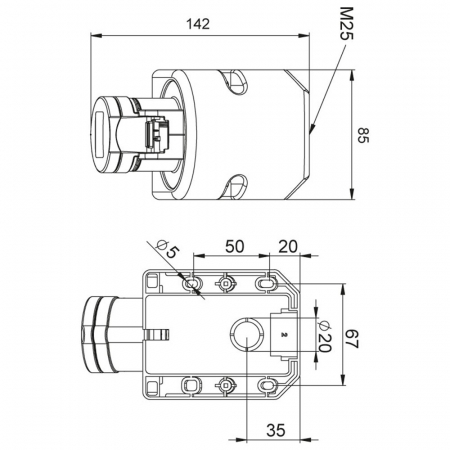 Priza industriala monofazica aplicata albastra 3 poli 6h 16A 230V 50/60Hz IP44 [1]