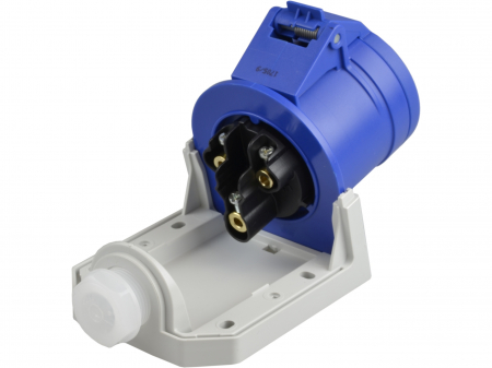 Priza industriala CEE monofazica aplicata albastra 3 poli 6h 32A 230V 50/60Hz IP44 [4]