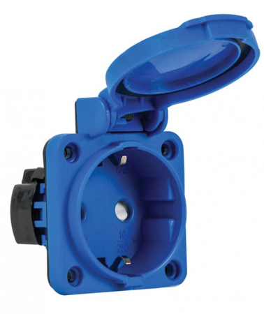 Accesorii tablouri electrice - Priza schuko incastrabila albastra pentru tablouri electrice 16A protectie copii IP54