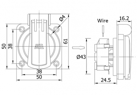Priza standard francez incastrabila albastra pentru tablouri electrice 16A protectie copii IP44 [1]