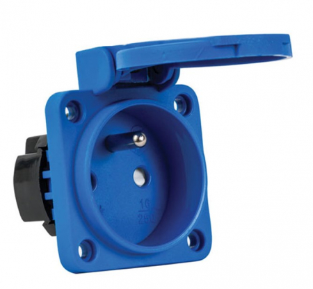 Prize si fise electrice - Priza standard francez incastrabila albastra pentru tablouri electrice 16A protectie copii IP44