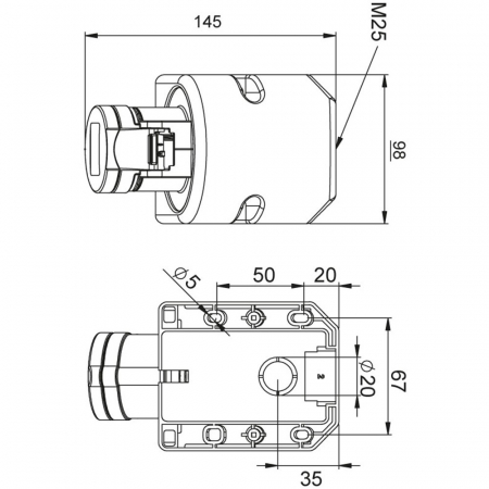 Priza trifazica aplicata 4 poli 16A 3P+E 6h CEE 380V IP44 [1]