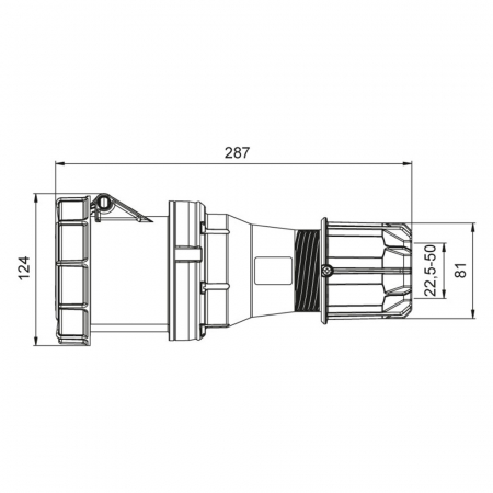 Priza trifazica mobila pe cablu 5 poli 125A 3P+N+E 6h CEE 380V IP67 [1]