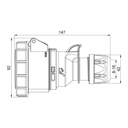 Priza trifazica mobila pe cablu 5 poli 16A 3P+N+E 6h CEE 380V IP67 [1]