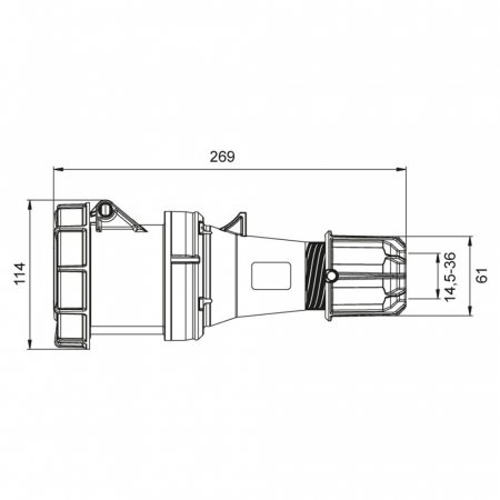 Priza trifazica mobila pe cablu 5 poli 63A 3P+N+E 6h CEE 380V IP67 [1]