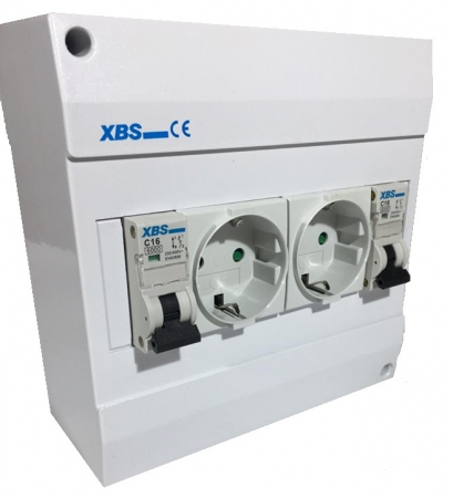 Tablouri electrice - Prize aplicate schuko, cu protectie copii si doua sigurante 1 pol 16A IP20