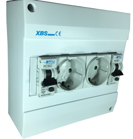 Prize si fise electrice - Prize aplicate schuko cu protectie copii si doua sigurante cu protectie diferentiala RCBO 16A 30mA IP20
